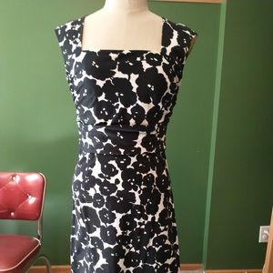 Knee Length Black & White Floral Donna Ricco Dress